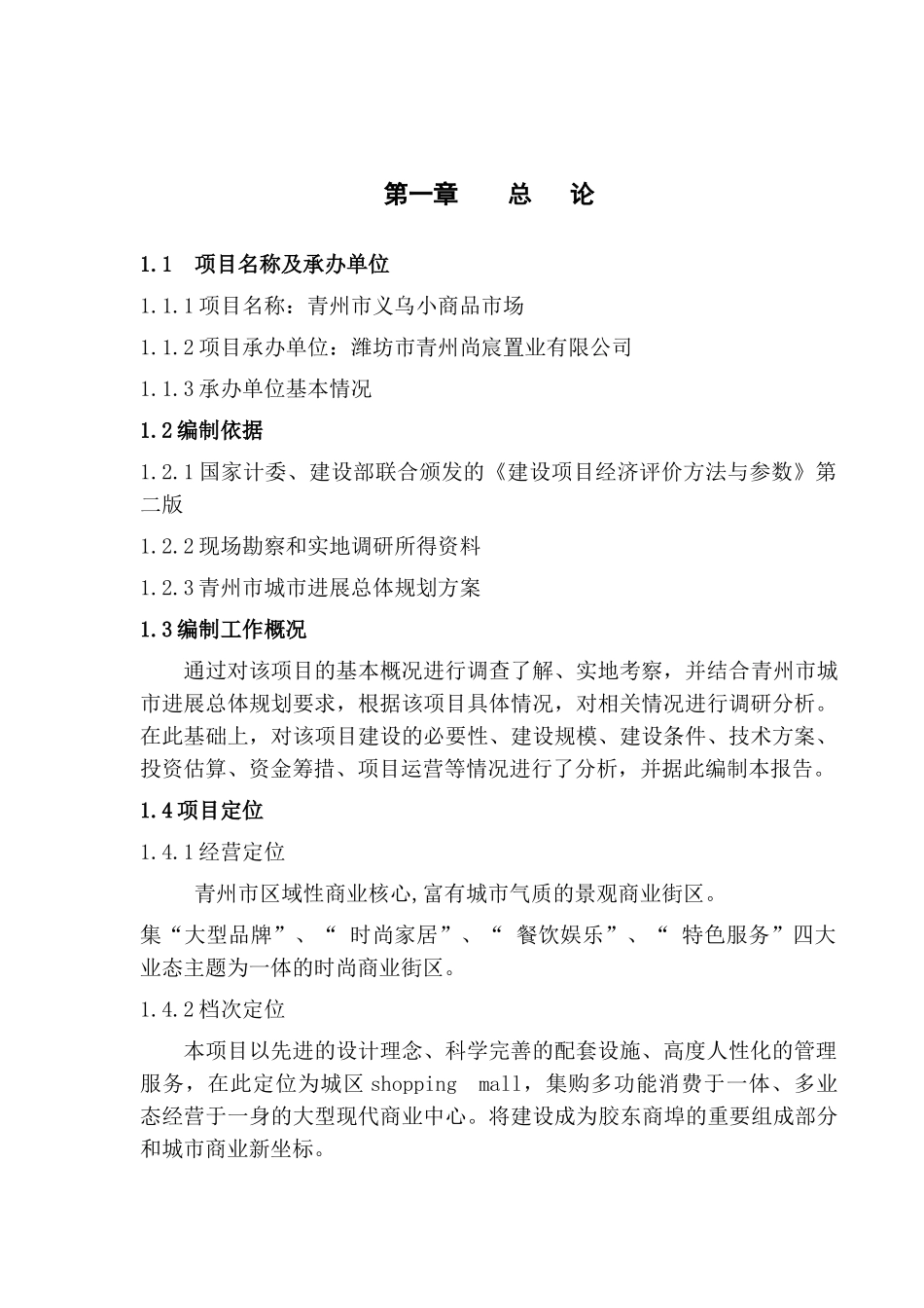 山东省XX义乌小商品市场项目可行性研究报告_第2页