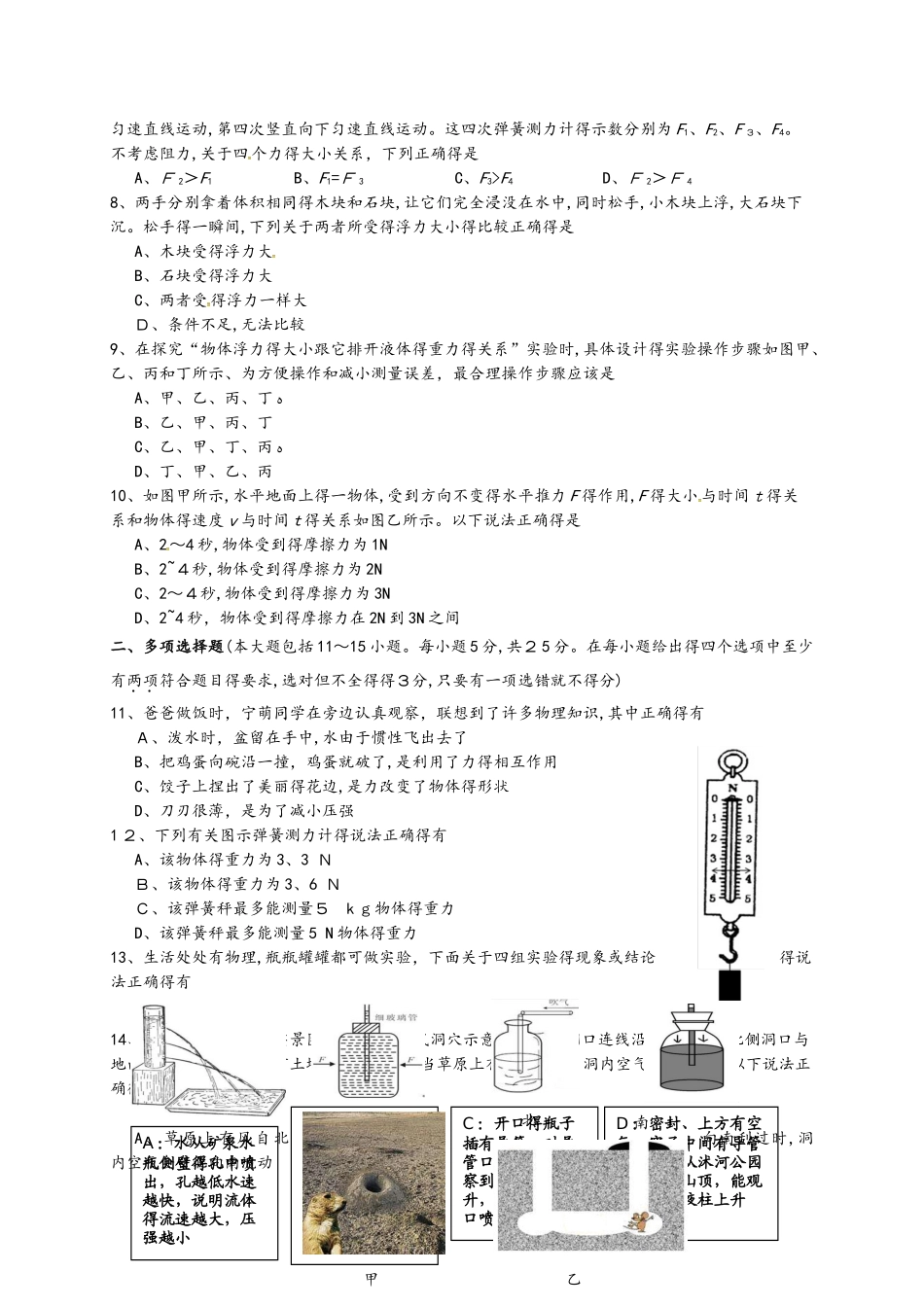 山东省日照市莒县学年八年级物理下学期期中试题_第2页