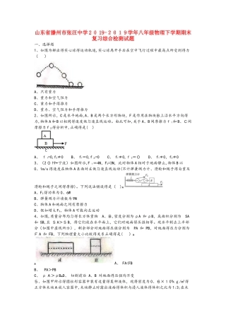 山东省滕州市张汪中学学年八年级物理下学期期末复习综合检测试题