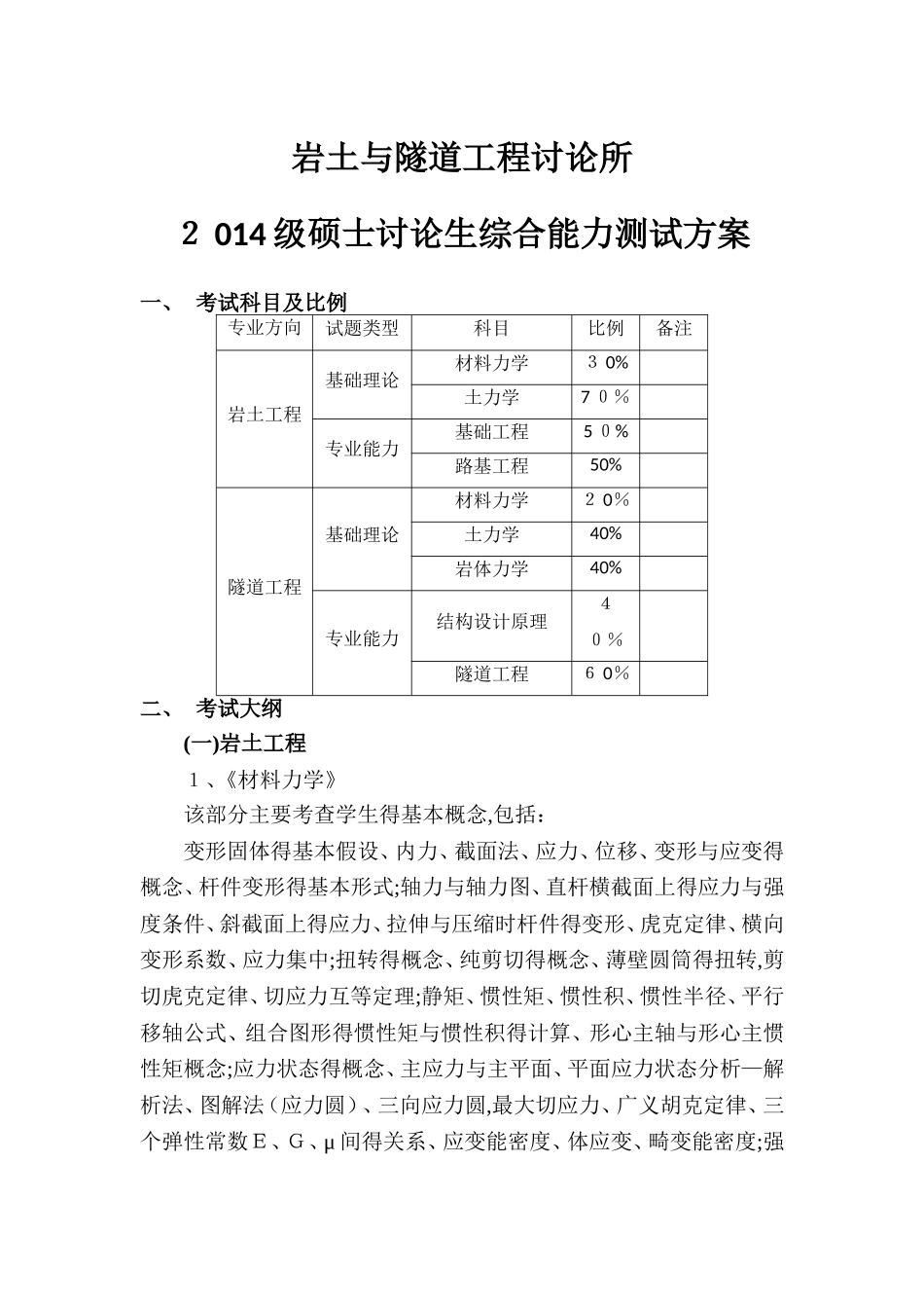 岩隧所研究生综合测试方案_第1页
