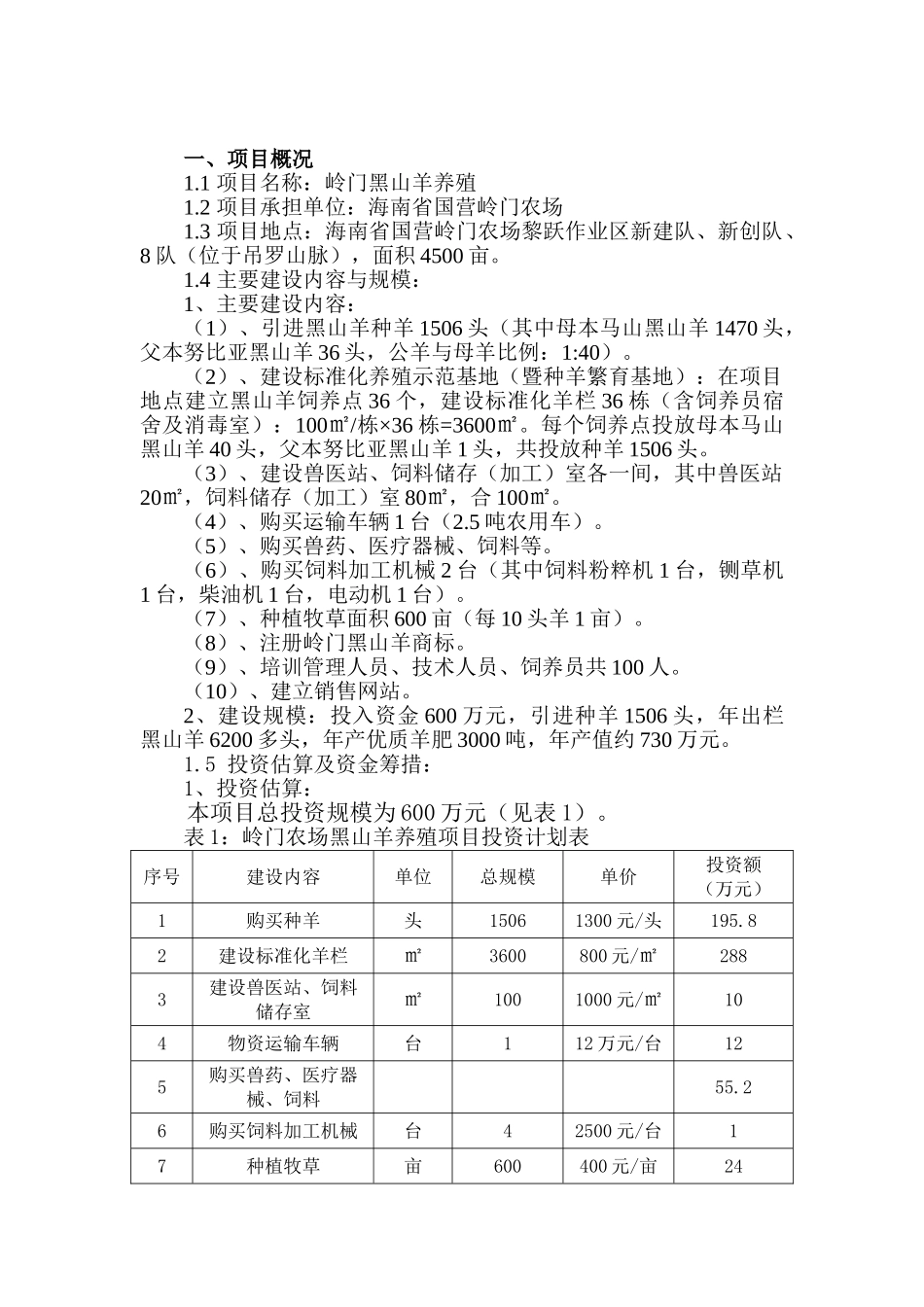 岭门农场黑山羊养殖项目建议书_第3页