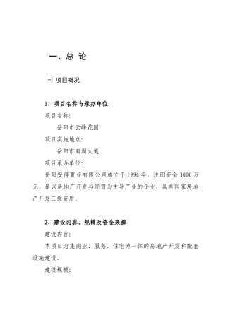 岳阳市房地产可行性研究报告
