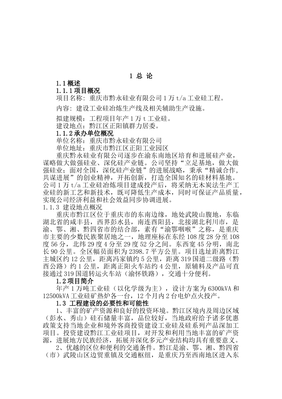 工业硅项目可行性研究报告_第2页