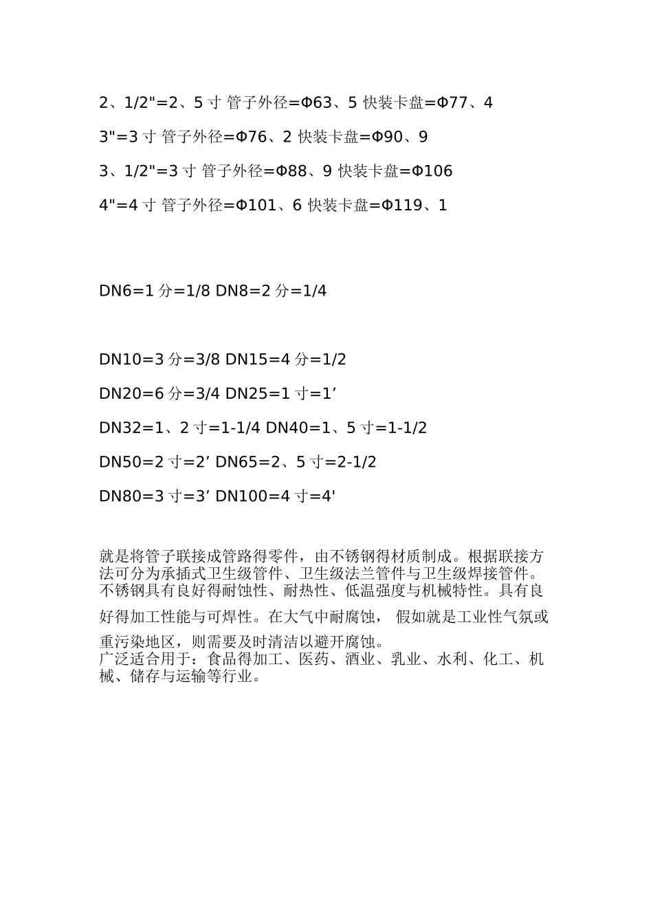 工业级法兰尺寸对照表_第2页