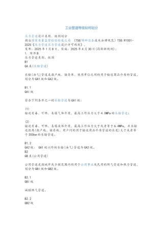 工业管道等级如何划分