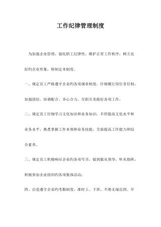 工作纪律管理制度