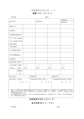 工程材料进场验收单