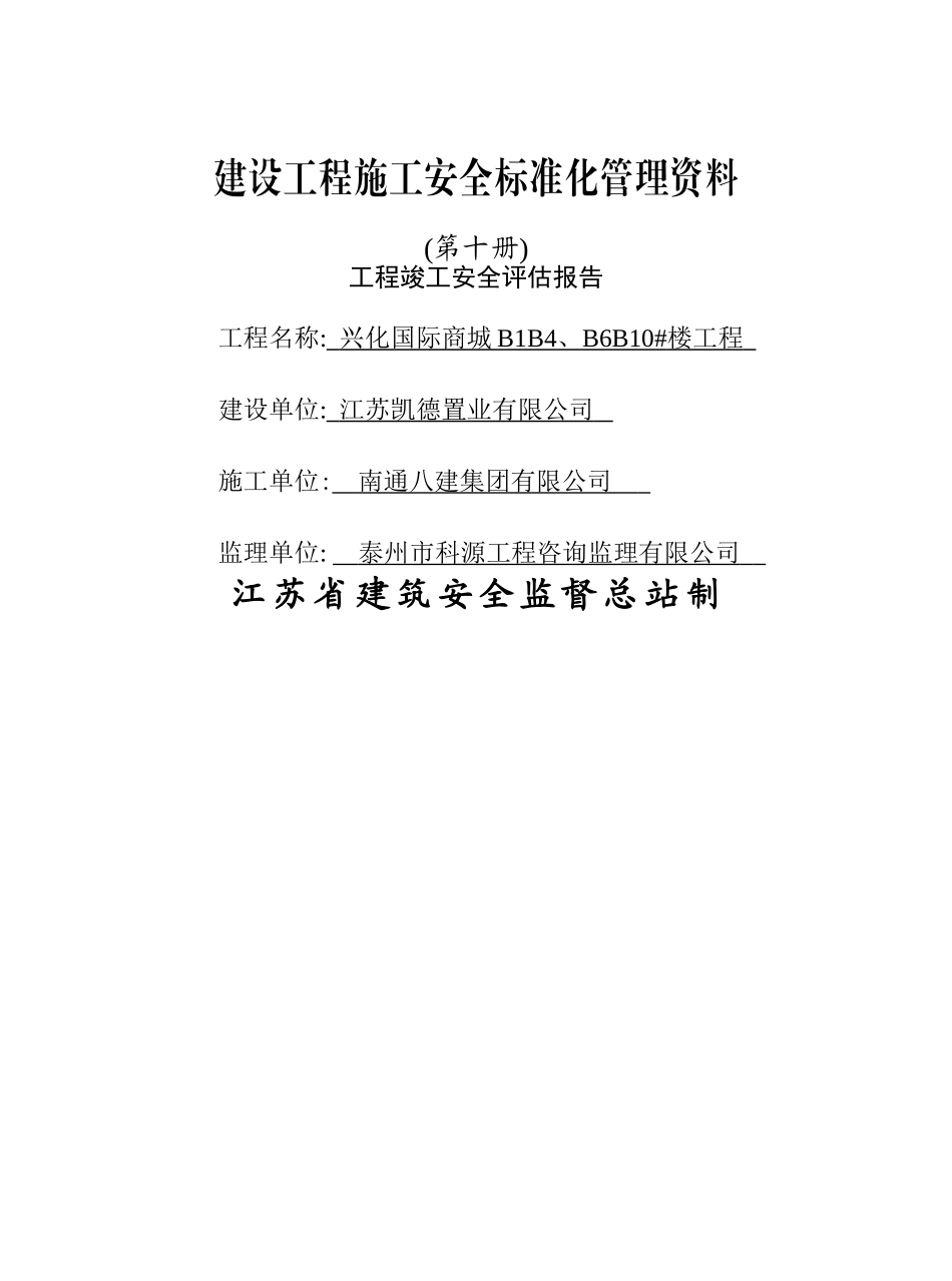 工程竣工安全评估报告_第1页