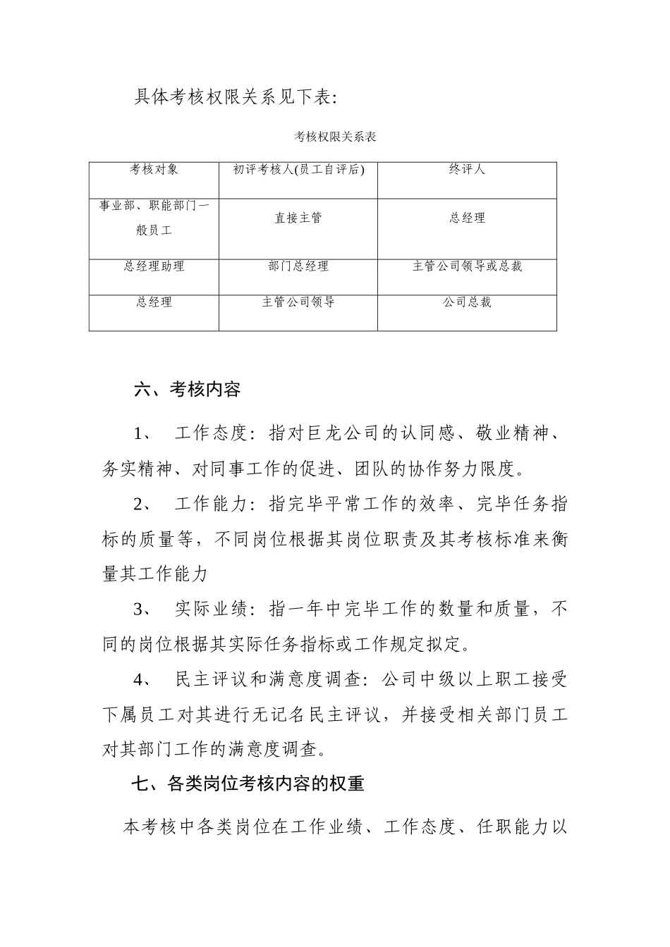 巨龙公司年度员工考核方案考核的目的促进公司与员工之间部门与部门之间多方面的沟通_第3页
