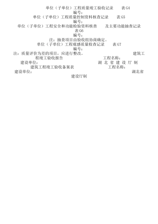 市政工程竣工验收表格