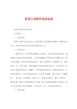 常用工具软件实训总结
