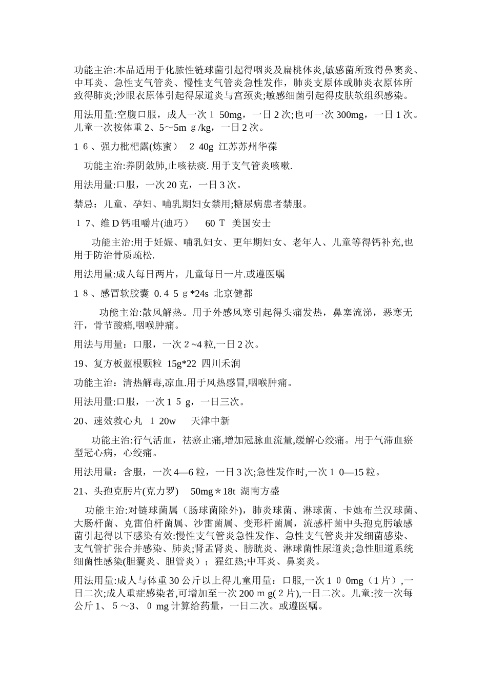 常用药品的功能主治_第3页