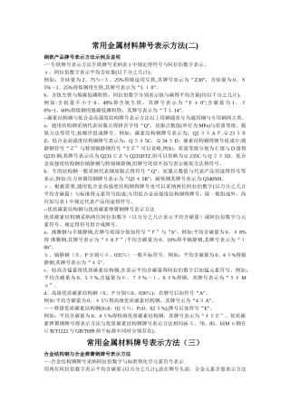 常用金属材料牌号表示方法