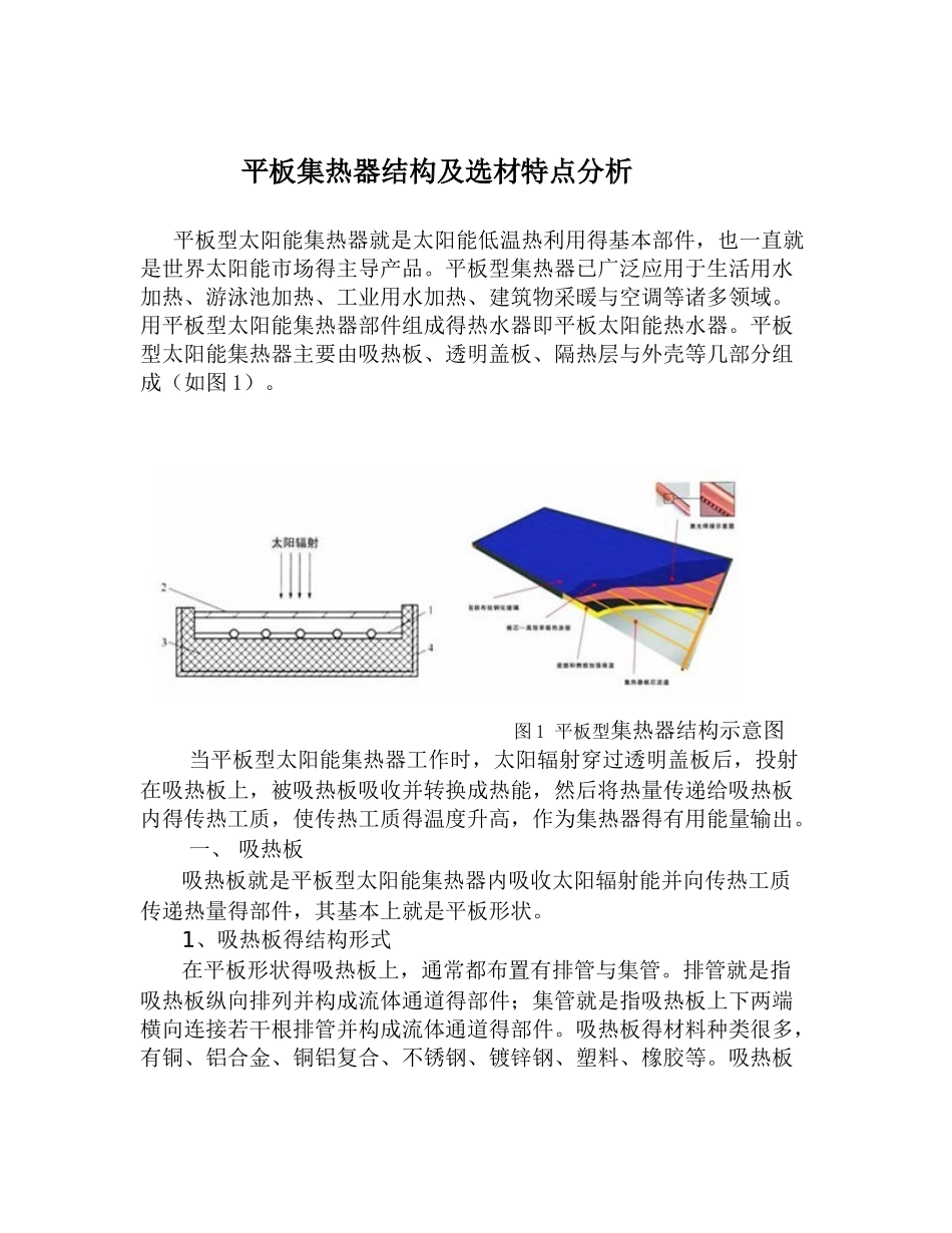 平板集热器：结构及选材特点分析_第1页