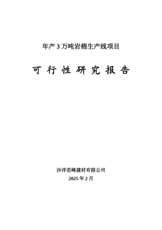 年3万吨岩棉生产线工程申请报告