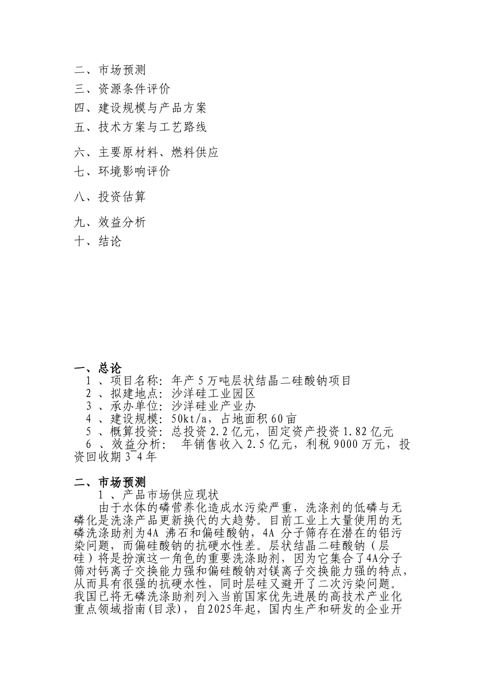 年5万吨层状结晶二硅酸钠工程申请报告_第2页