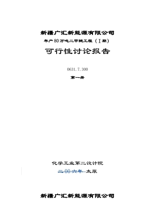 年产-80-万吨二甲醚工程-可行性研究报告书