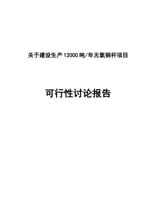 年产1.2吨无氧铜杆建设项目可行性研究报告书