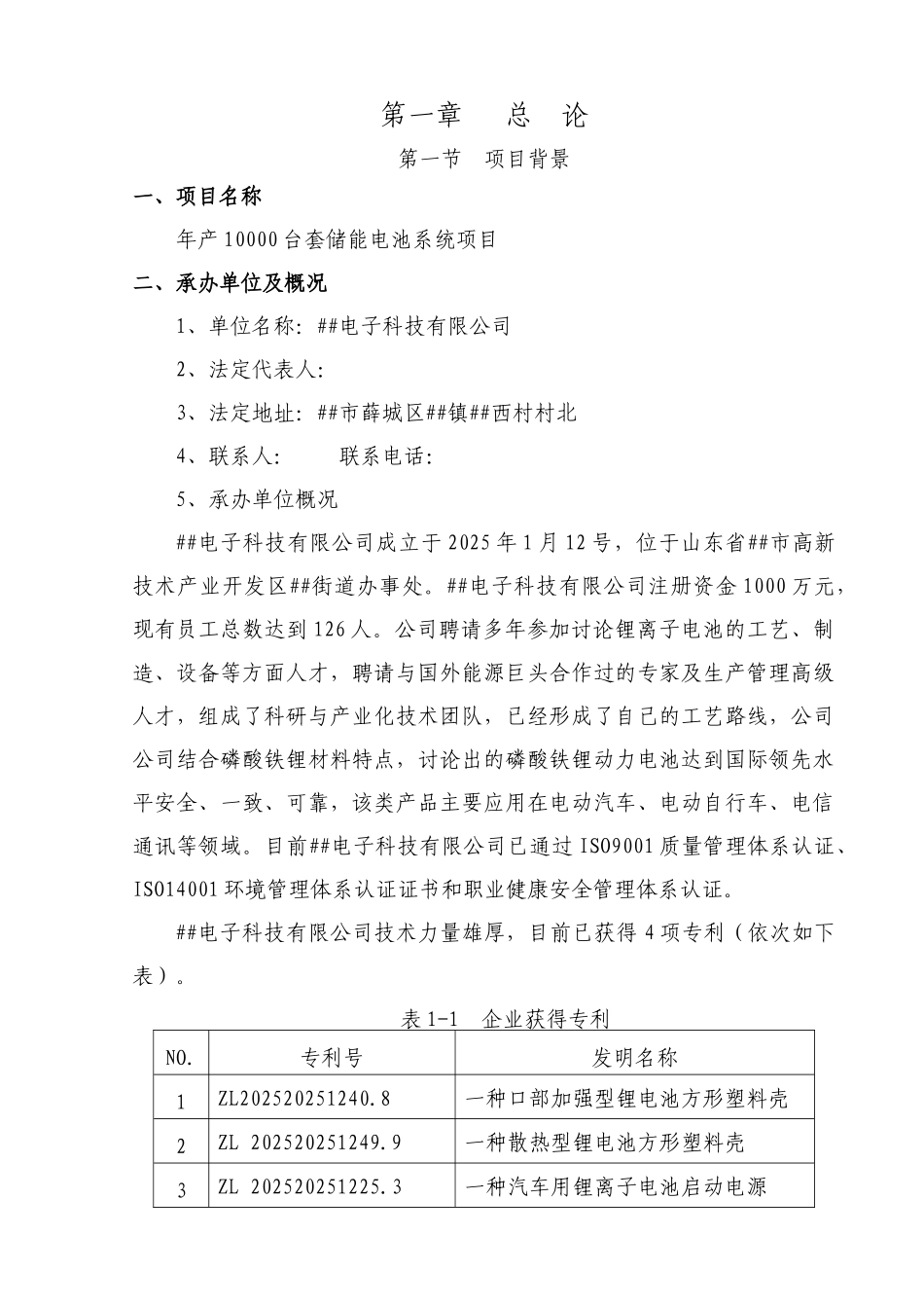 年产10000台套储能电池系统项目可行性研究报告学士学位论文_第3页