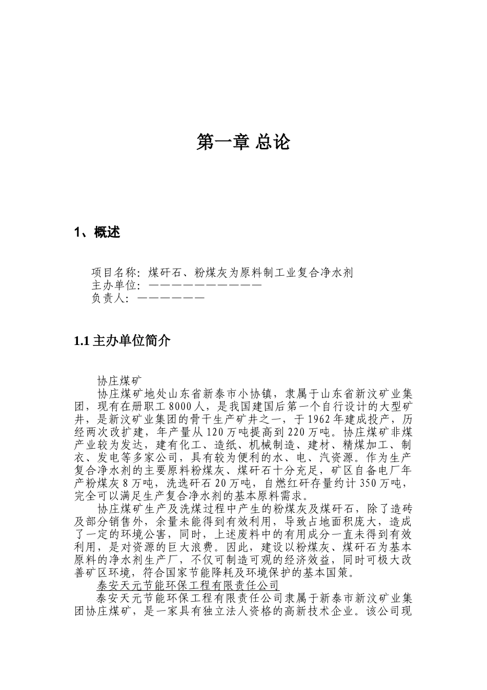年产10000吨液体复合净水剂可行性研究报告_第3页