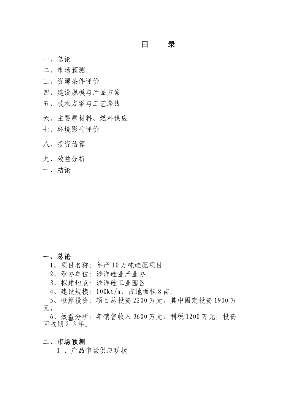 年产10万吨硅肥项目可行性研究报告_第3页