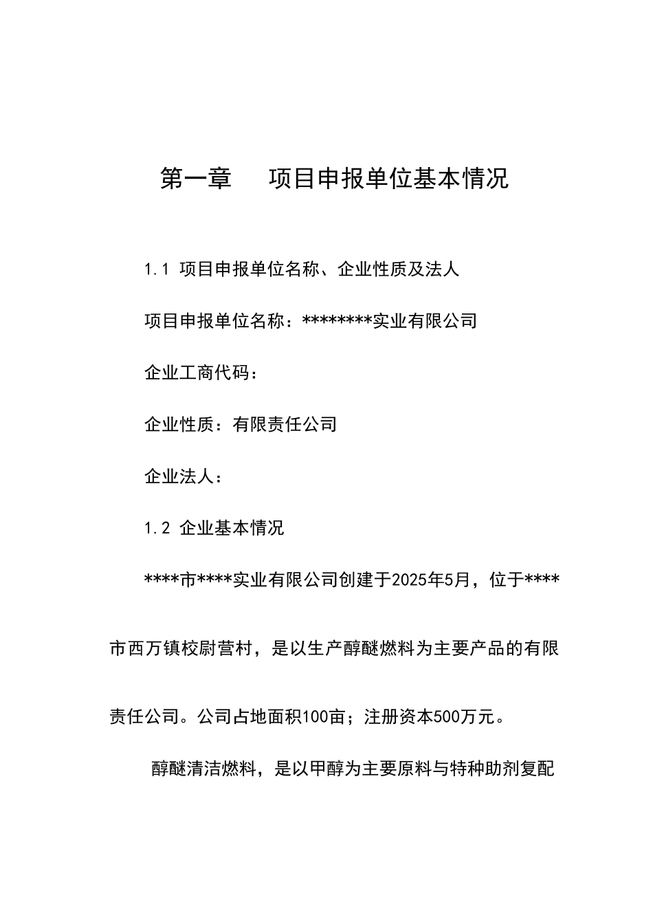 年产10万吨高清洁醇醚燃料产项目清洁产专项可行性研究报告书_第2页