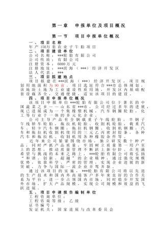 年产150万套农业子午胎项目申请报告