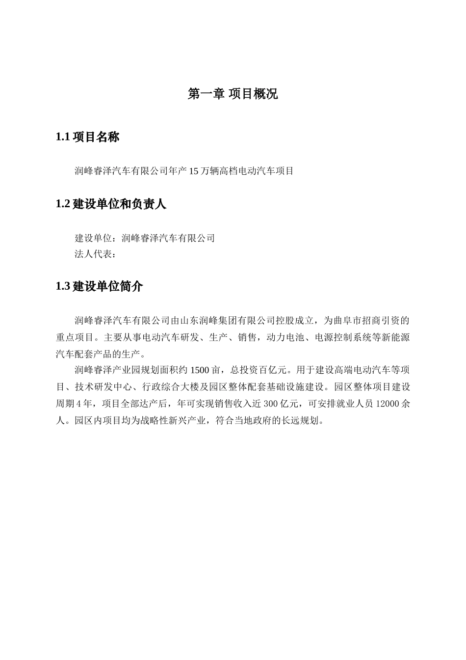 年产15万辆高档电动汽车项目建议书_第3页