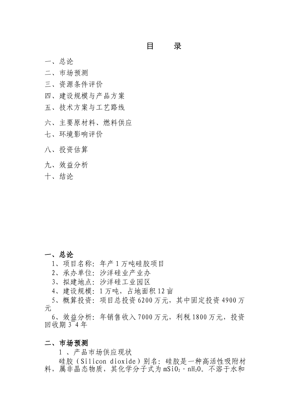 年产1万吨硅胶项目可行性研究报告_第3页