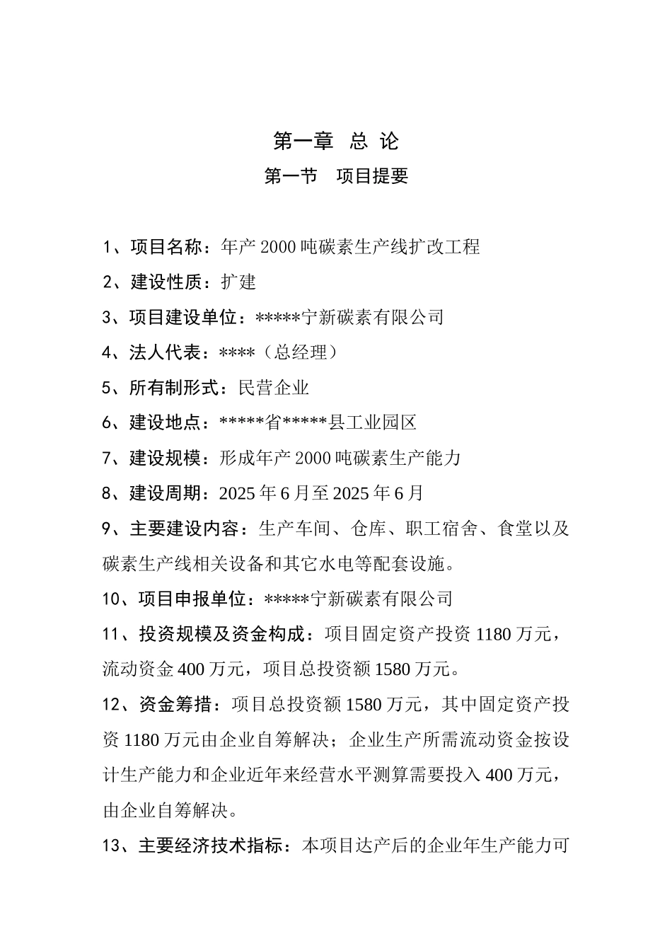年产2000吨碳素生产线技术改造项目可行性研究报告_第2页