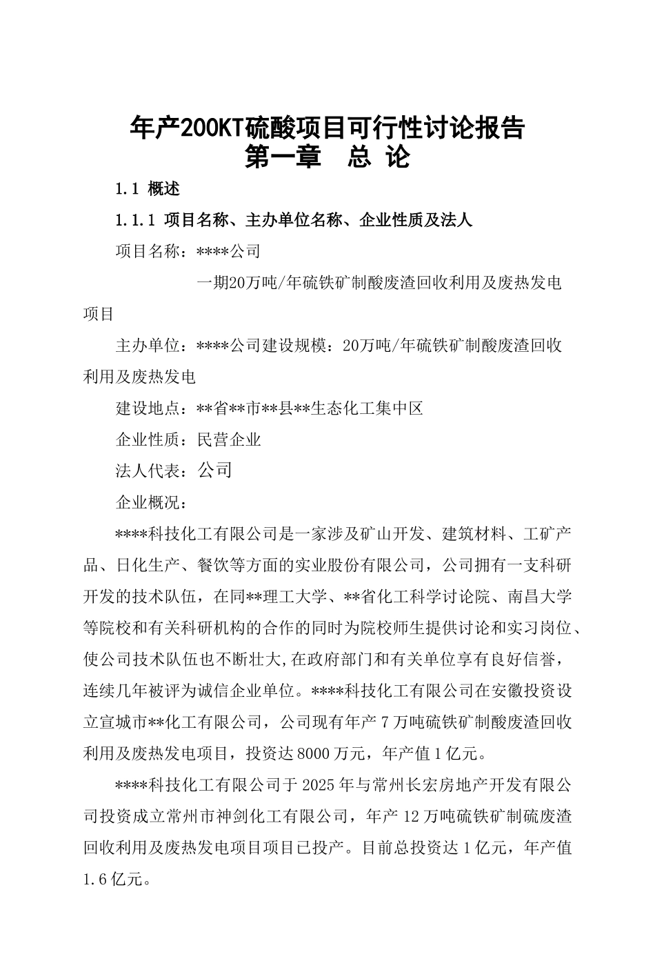 年产200KT硫酸项目可行性研究报告书_第2页