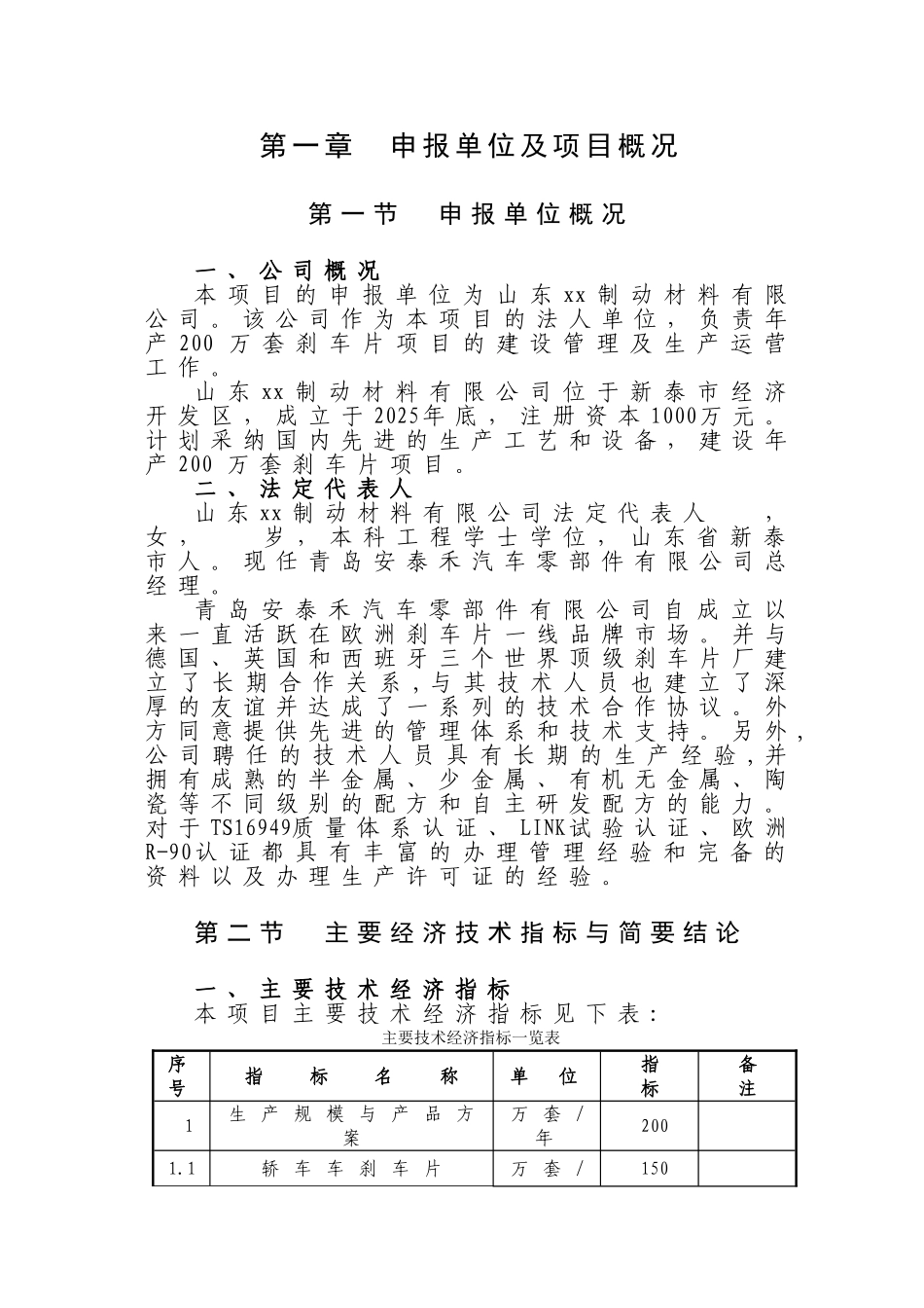 年产200万套刹车片项目可行性研究报告_第1页