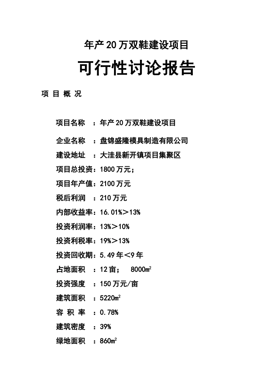 年产20万双鞋建设项目可行性研究报告_第2页