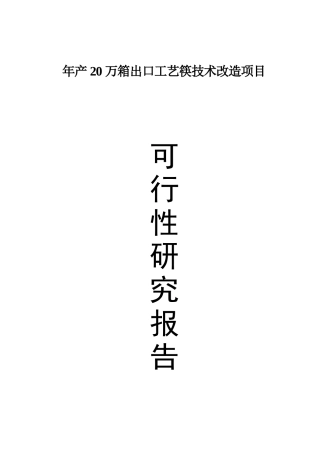年产20万箱出口工艺筷技术改造项目可行性研究报告