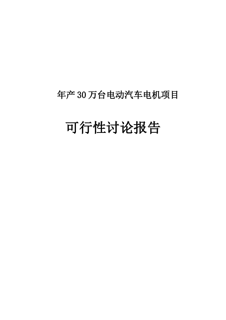 年产30万台电动汽车电机项目可行性研究报告_第1页
