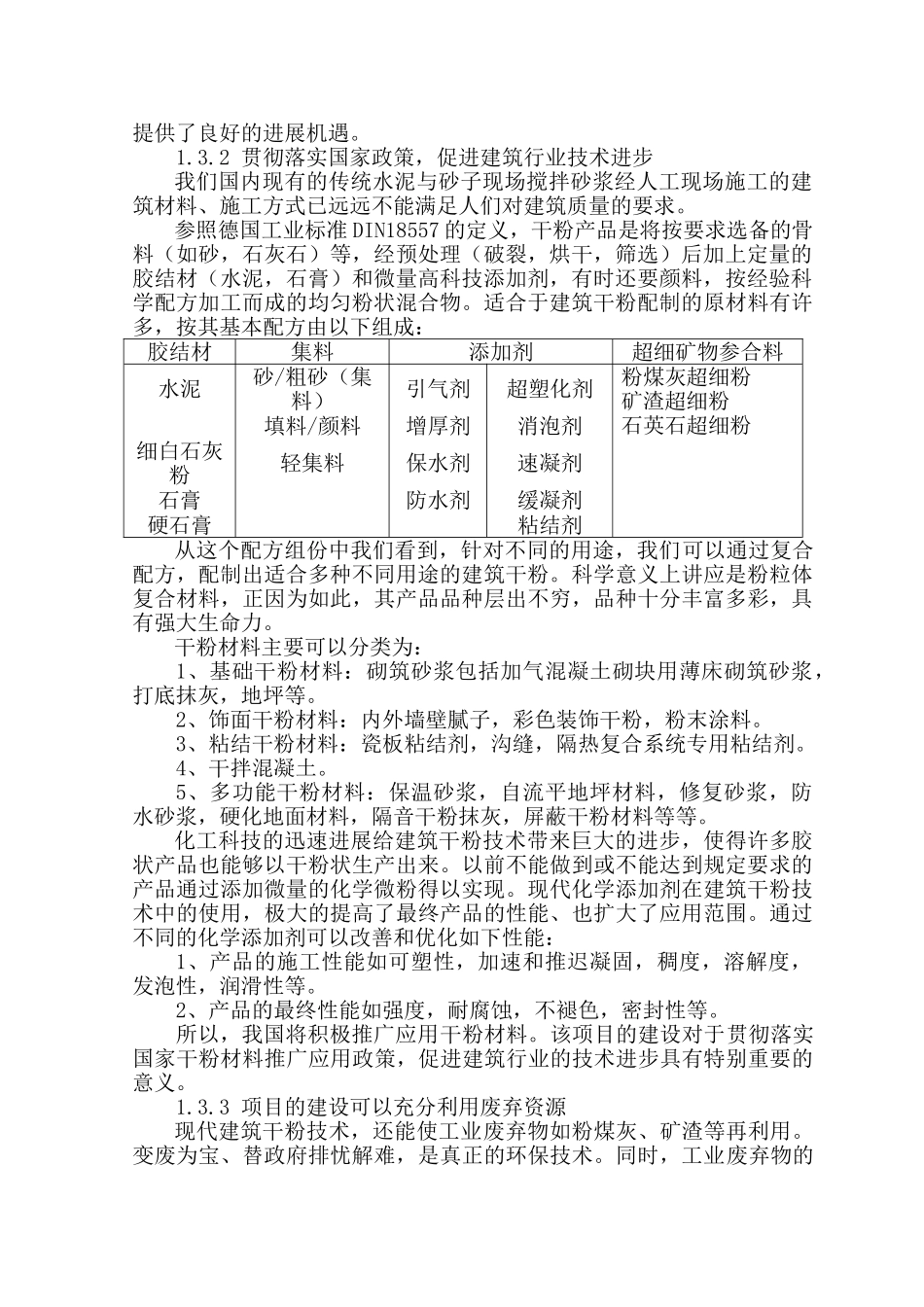 年产30万吨干粉砂浆生产线工程可行性报告_第3页