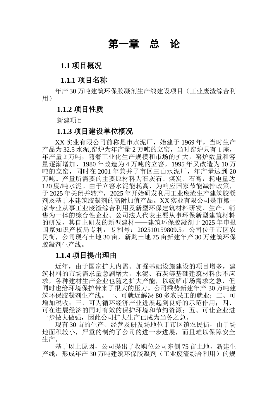 年产30万吨建筑环保胶凝剂生产线建设项目_第1页