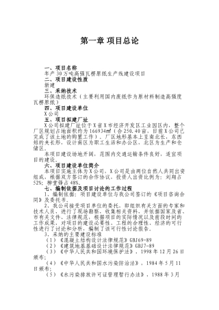 年产30万吨高强瓦楞原纸生产线建设项目投资可行性报告