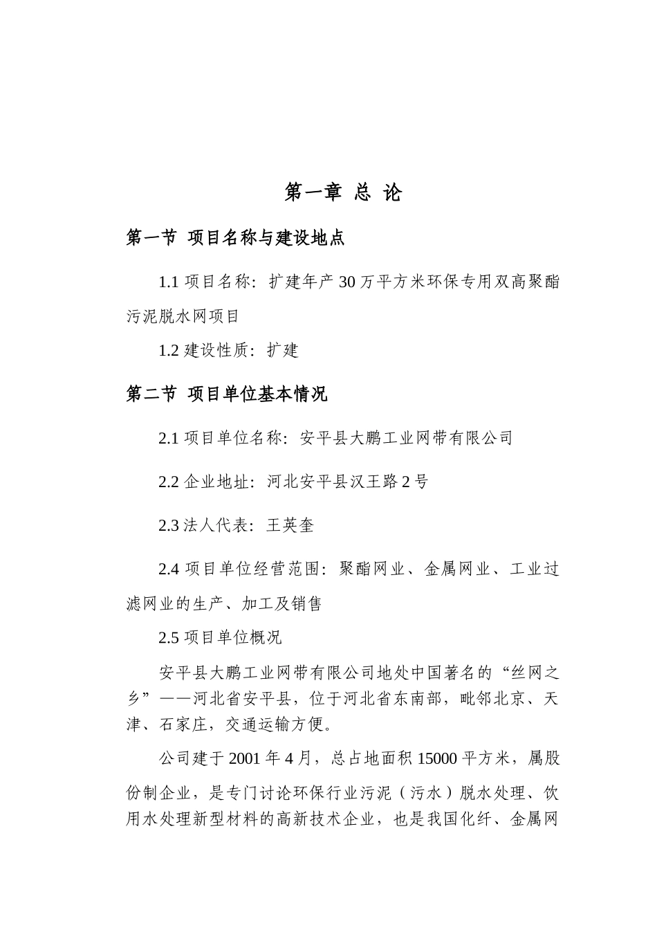 年产30万平方米环保专用双高聚酯污泥脱水网项目可行性研究报告_第2页