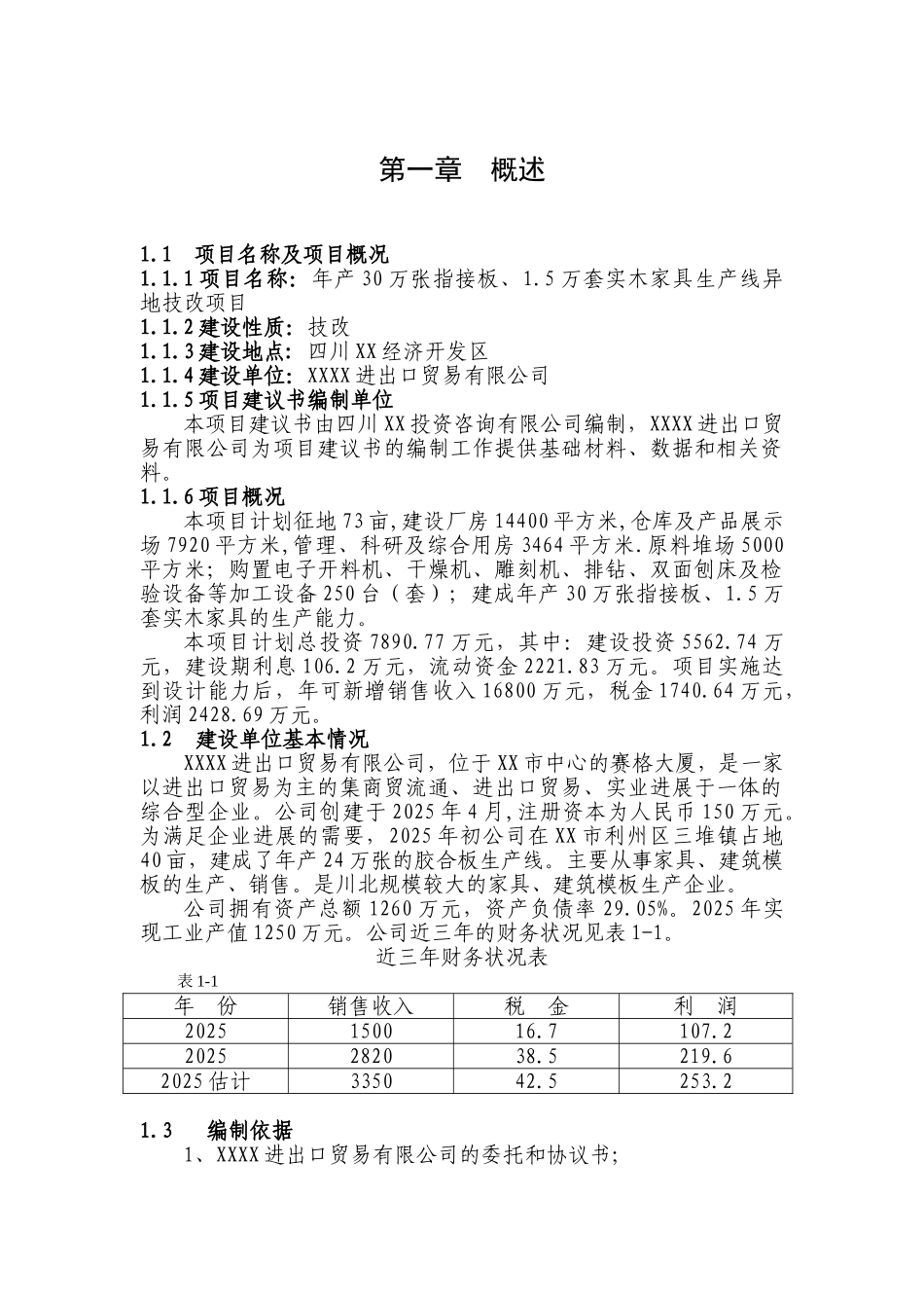 年产30万张指接板、1.5万套实木家具生产线异地技改项目可行性研究报告书_第2页