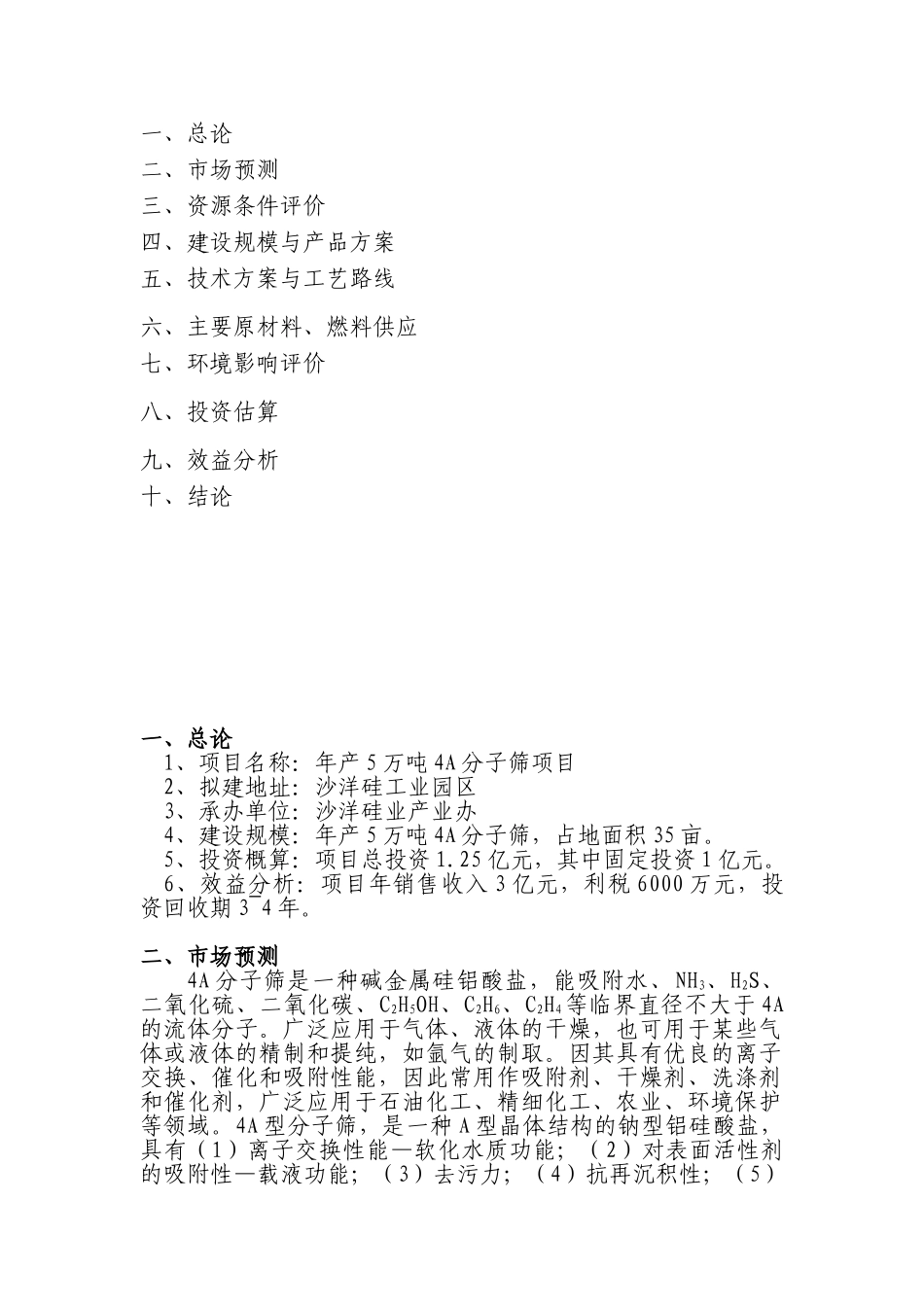 年产5万吨4A分子筛项目可行性研究报告_第3页