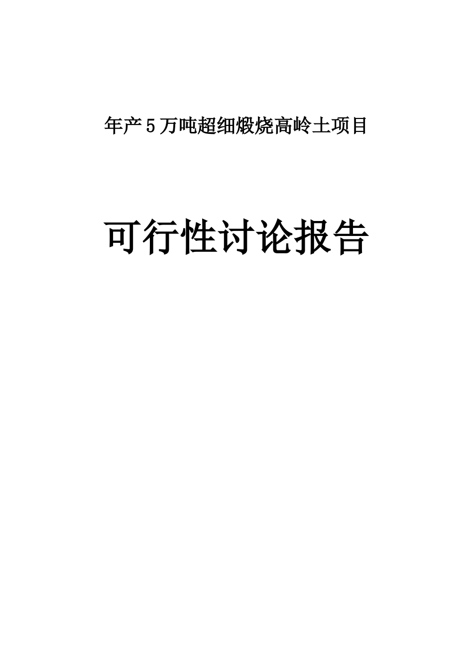 年产5万吨超细煅烧高岭土项目可行性研究报告_第1页