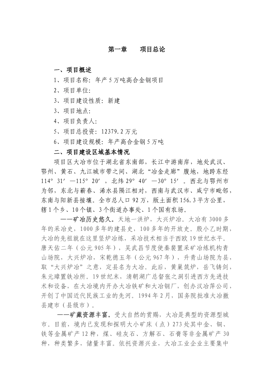 年产5万吨高合金钢项目可行性研究报告_第1页