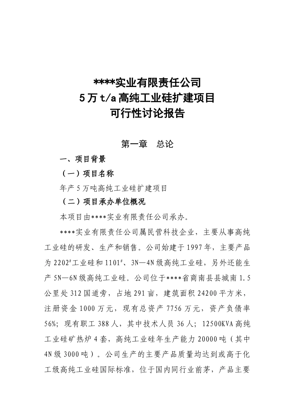 年产5万吨高纯工业硅扩建项目可行性研究报告(115页优秀甲级资质可研报告)_第2页