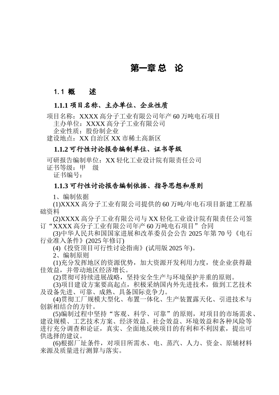 年产60万吨电石项目可行性研究报告_第2页