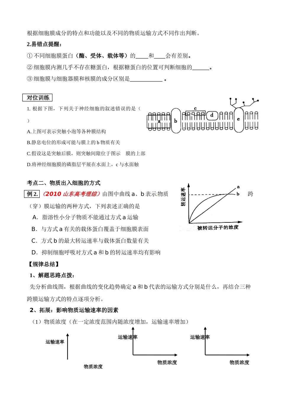 高考生物 第三讲 细胞的物质输入和输出素材_第3页