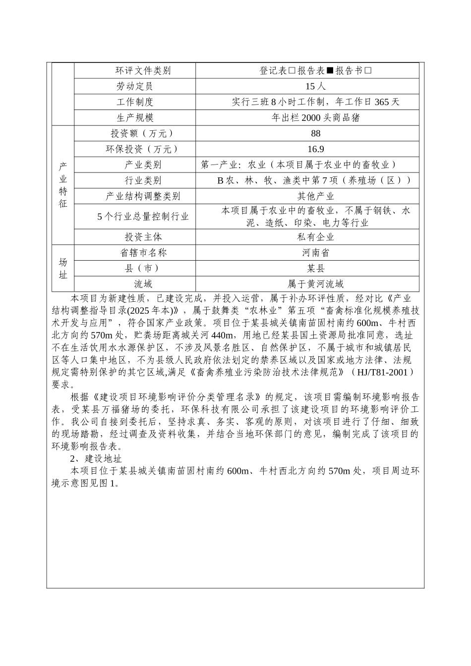 年出栏2000头商品猪养殖项目环境评估报告书_第2页