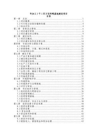 年加工1千二百万羽肉鸭基地建设项目可行性研究报告书