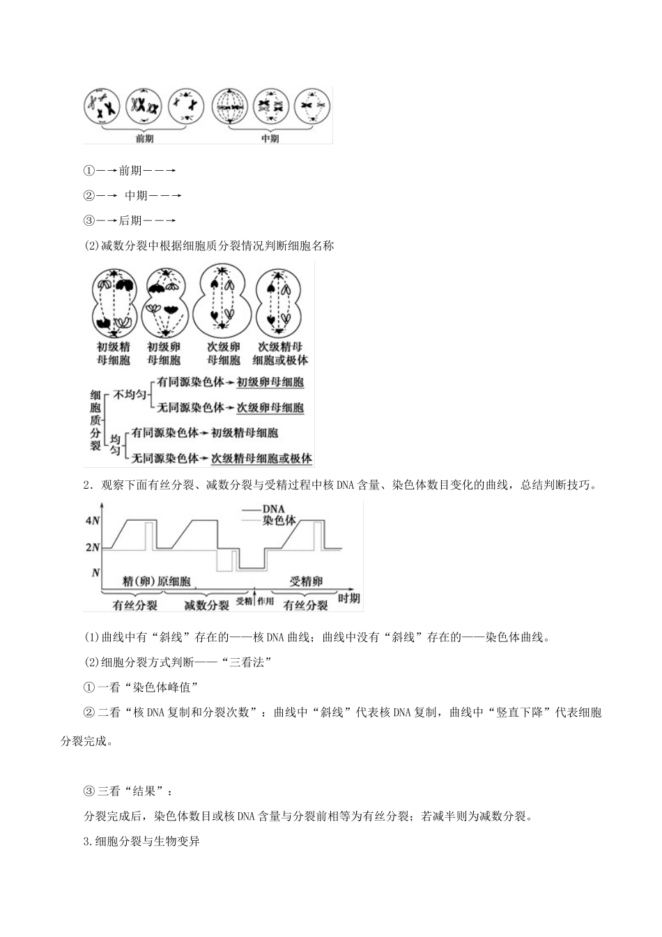 高考生物 考纲解读与热点难点突破 专题03 细胞的生命历程（含减数分裂）教学案-人教版高三全册生物教学案_第2页