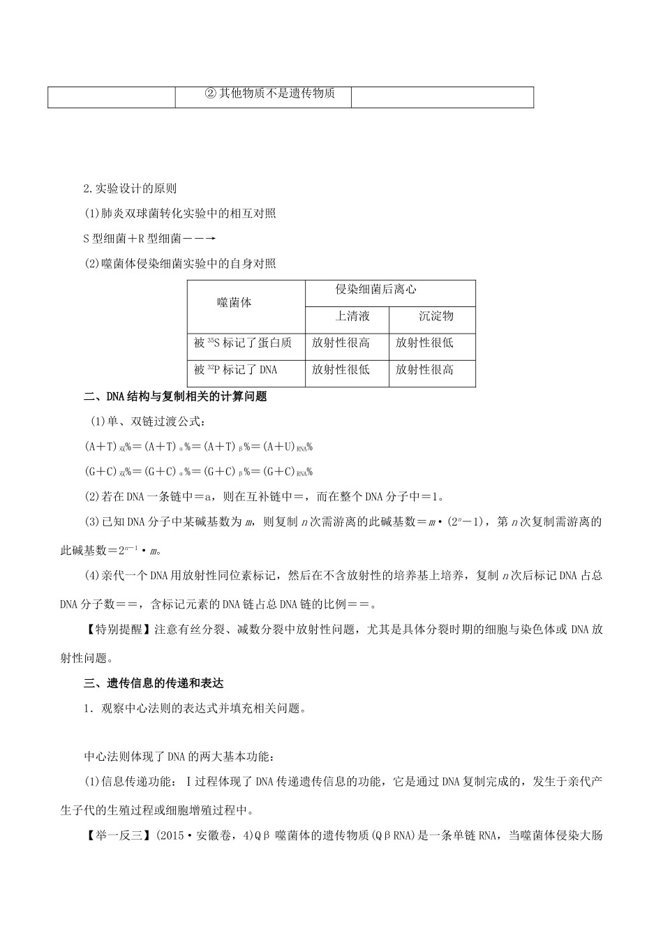 高考生物 考纲解读与热点难点突破 专题06 遗传的分子基础教学案-人教版高三全册生物教学案_第3页